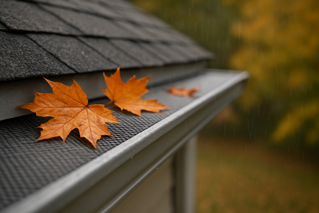 Home with mature trees and new guards installed on seamless gutters